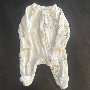 Carter's size Preemie Cream and Gray Animal Print Footie
